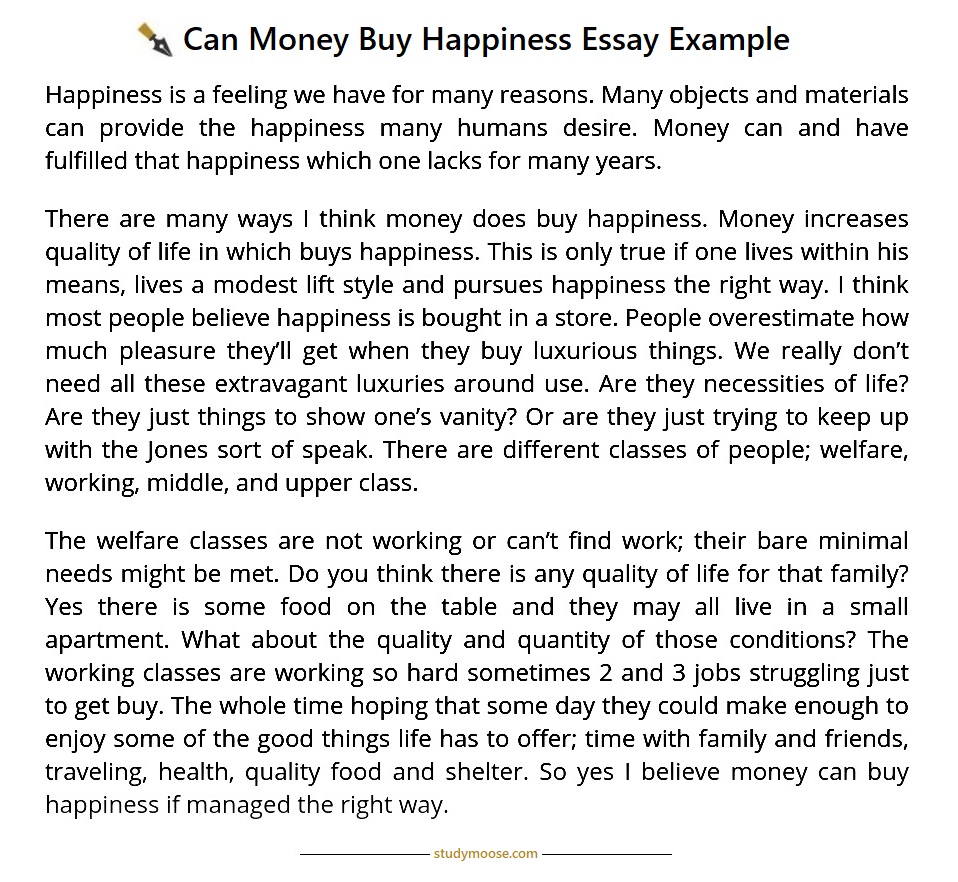 how money can buy happiness essay